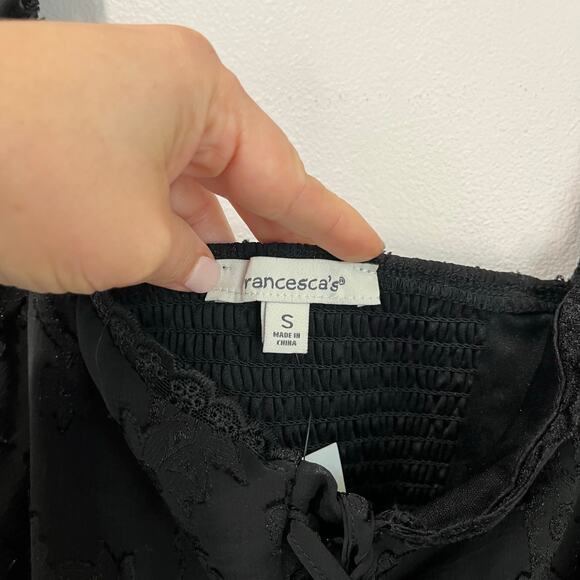 Francesca’s Hillary Lace Corset Long Sleeve Peplum Black Blouse NWT Sz S - Picture 8 of 10